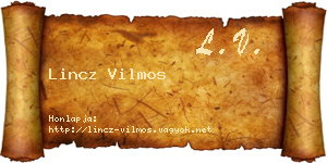 Lincz Vilmos névjegykártya